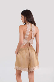 Metallic Gold Linen & Guipure Set