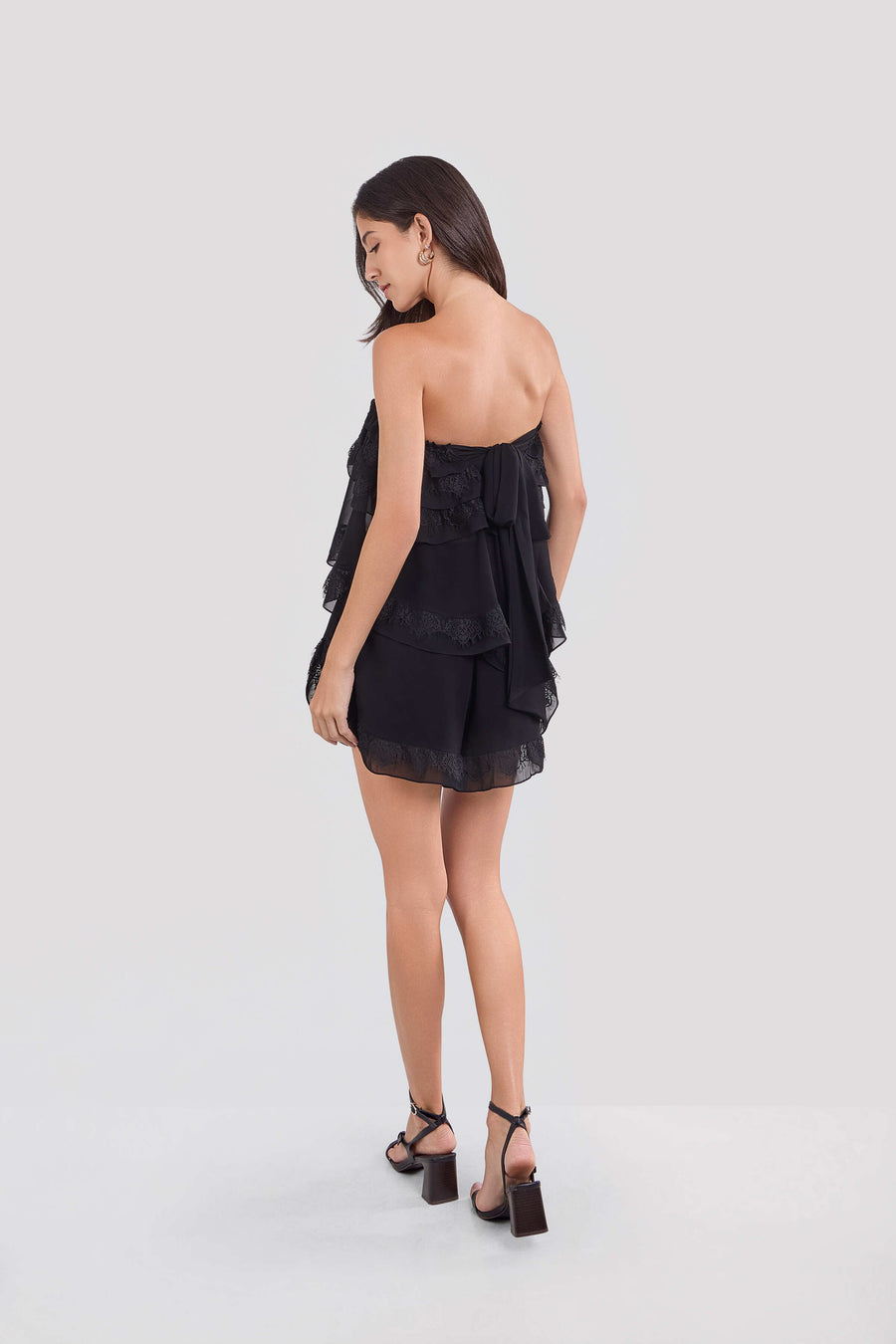Black Chiffon & Lace Set