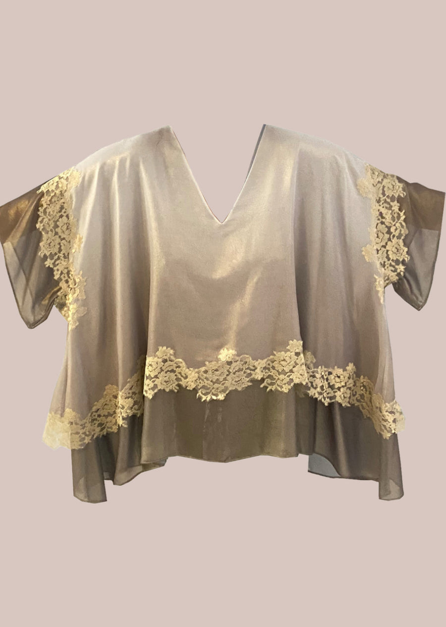 Gold merletto short sleeve top