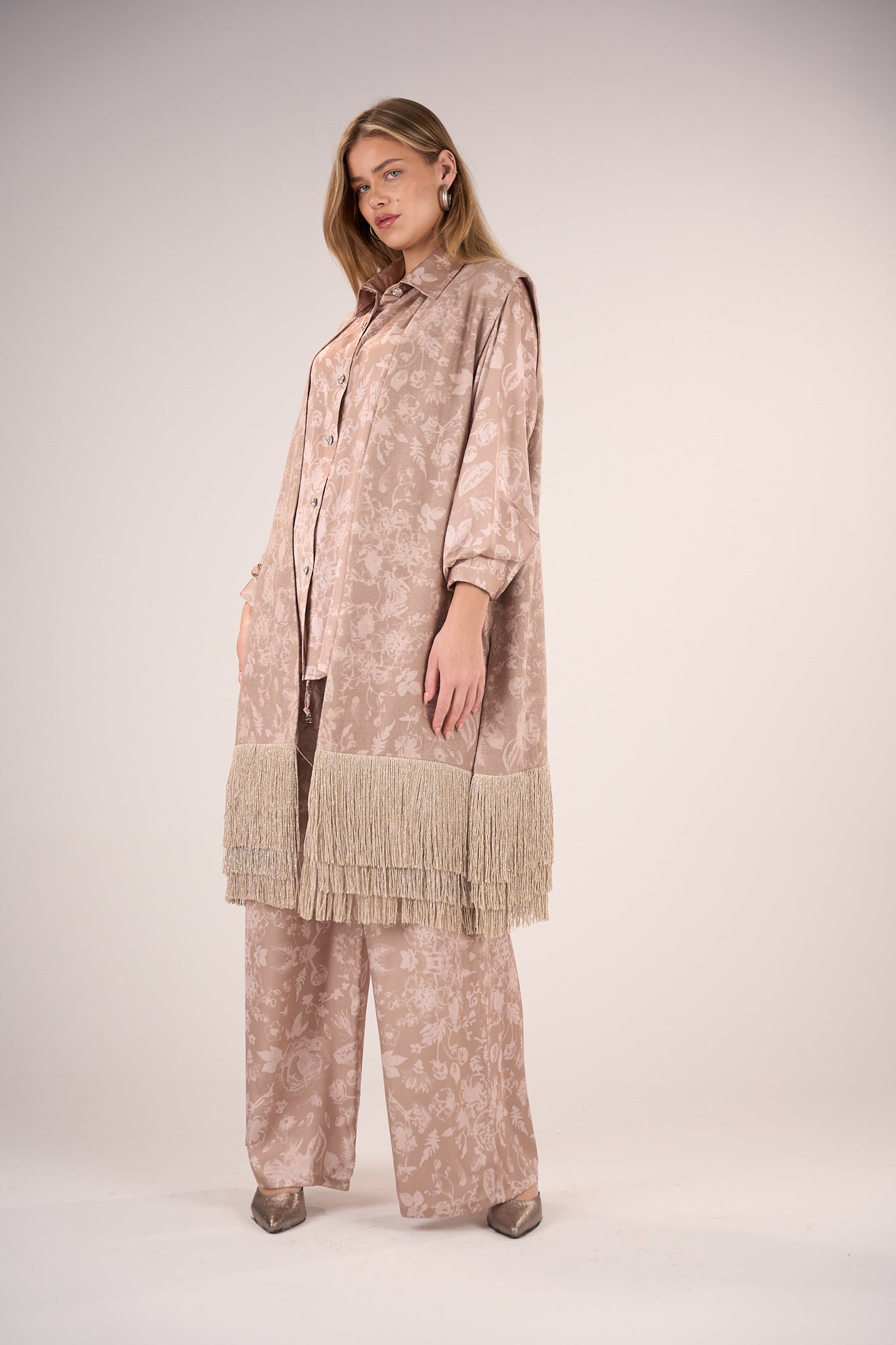 Long gillet with lurex fringes