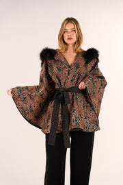 Poncho with fur-hood