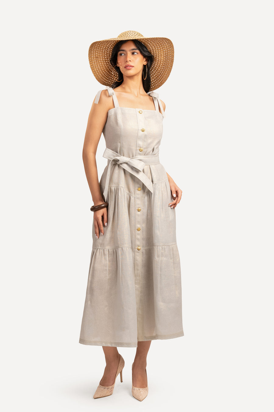 Blue Metalic Lenin Dress