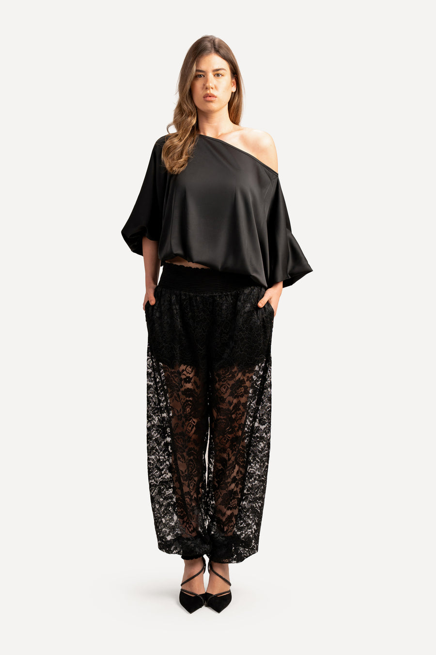 Black French Lace Set