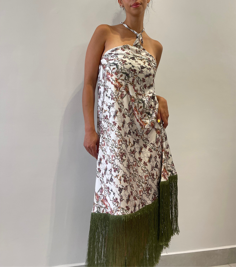 Floral print halter dress