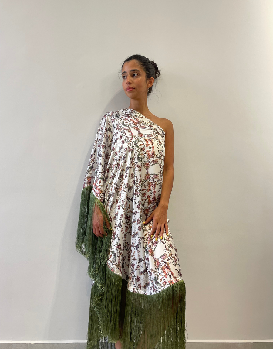 Floral print one shoulder dress