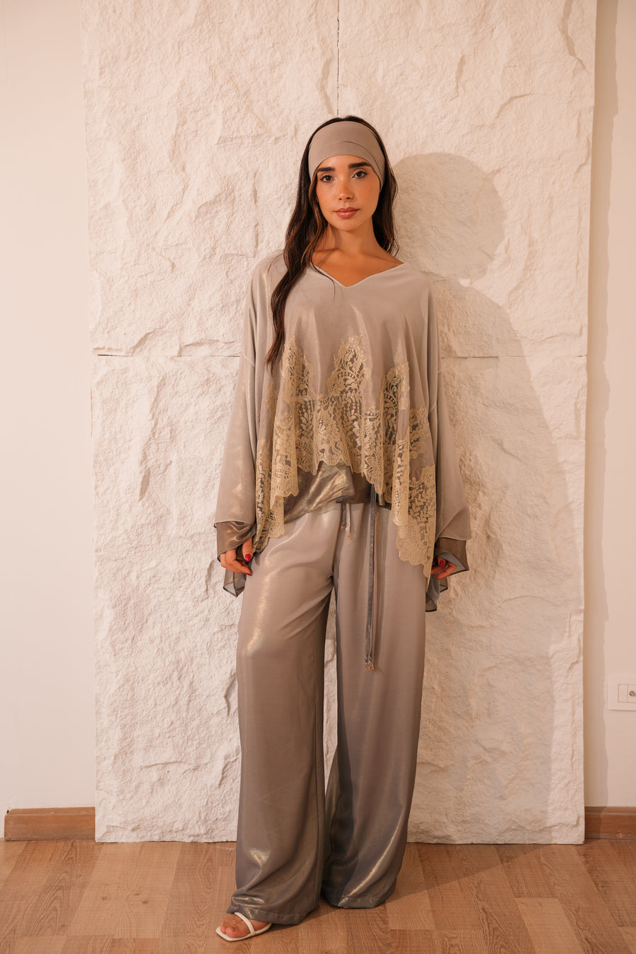 GREY MERLETTO PANTS