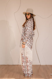 SATIN FLORAL PRINTED PANTS